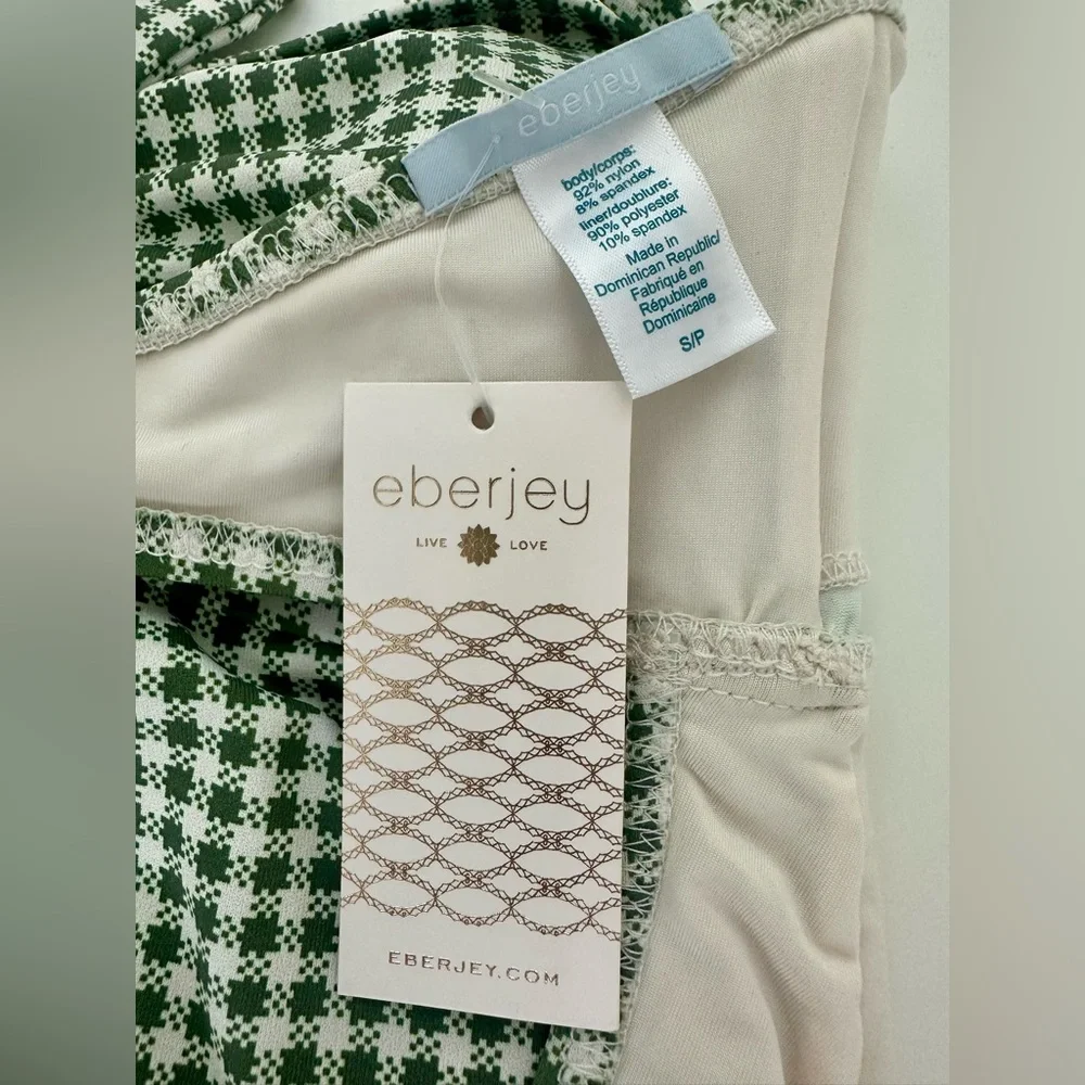 Eberjey Betty Lola Green Gingham One Piece Swimsuit with Knot in Artichoke - Picture 9 of 10